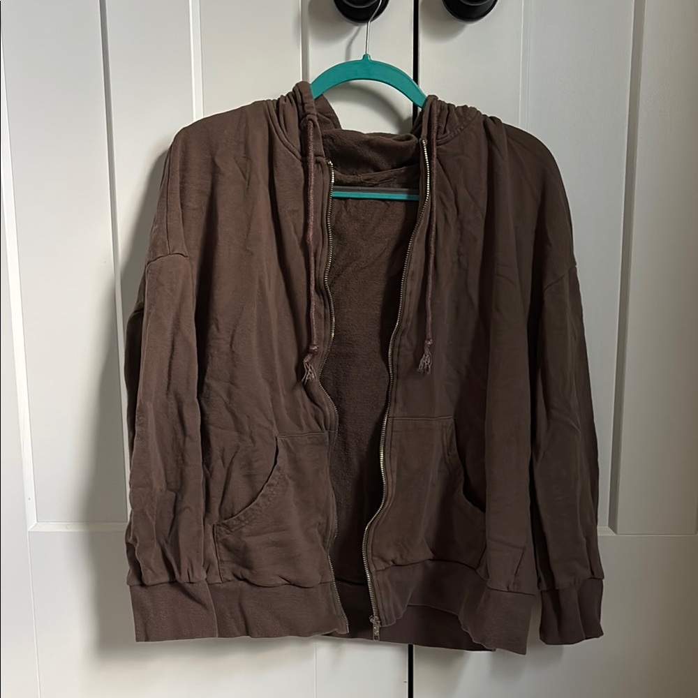 Women’s Brown Zip-Up Hoodie